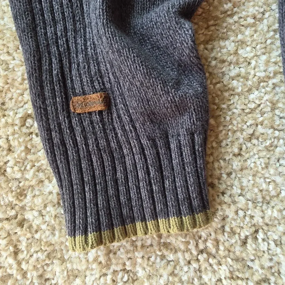 Columbia Sweater, Mens Medium, Gray Green, 1/4 Zip Pullover V-Neck